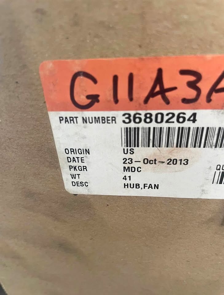 Cummins fan hub 3680264 QSK, ISX, SIG600